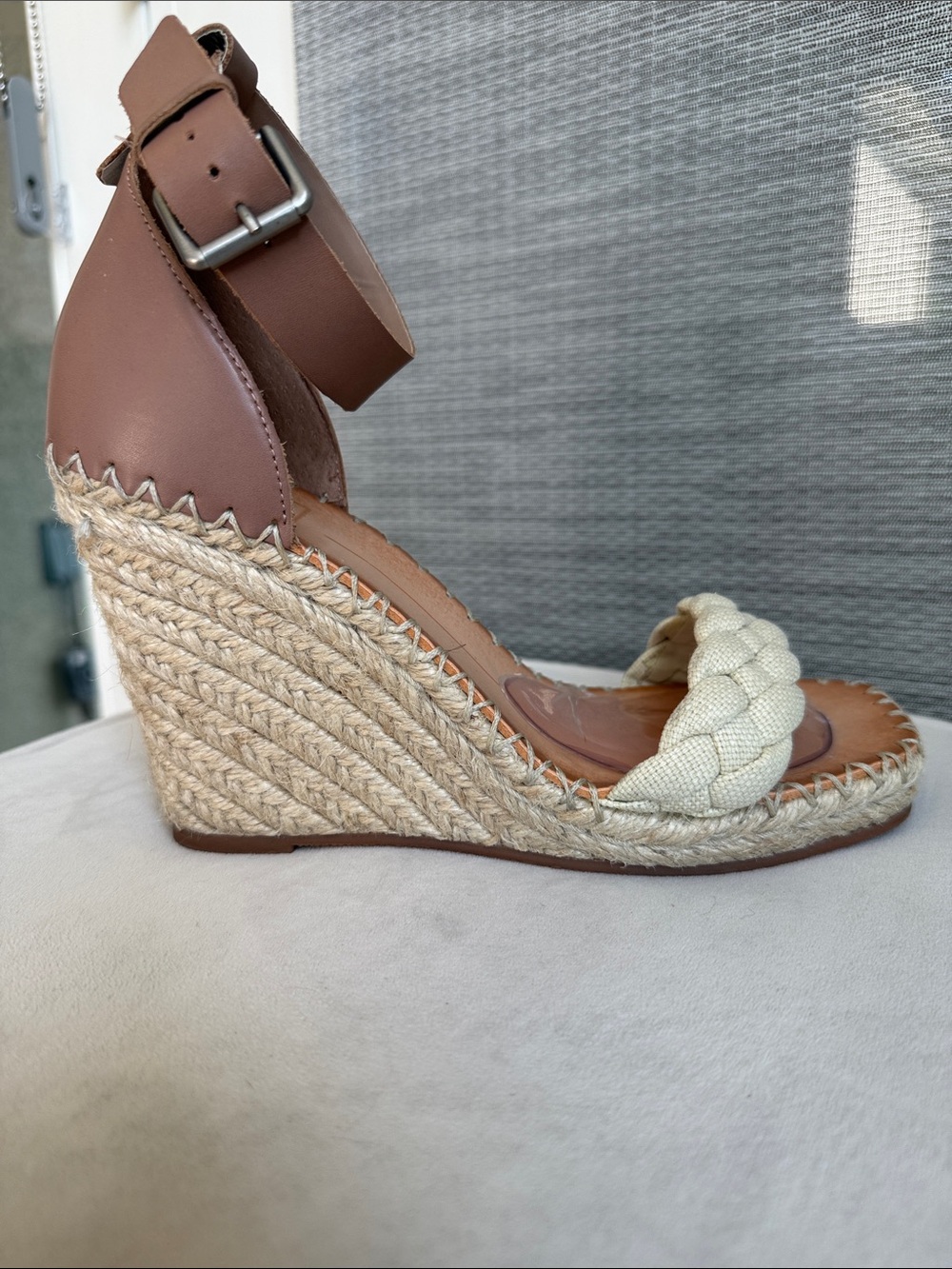 Dolce Vita Nilton Braided Espadrille Wedge Sandals - Cafe/Ivory - Size 8